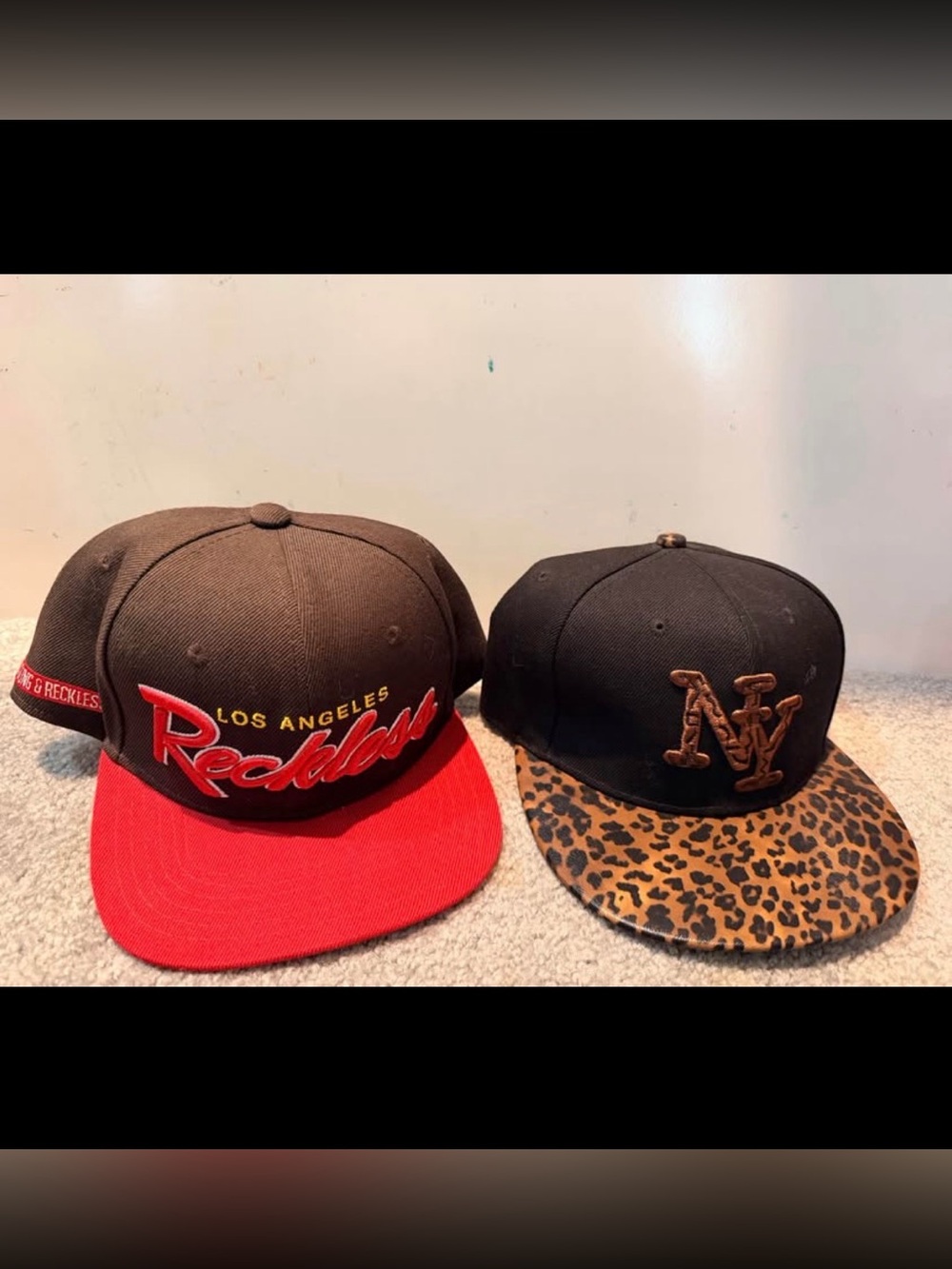 Streetwear Snapback Hat Bundle Leopard Brim Los Angeles New York